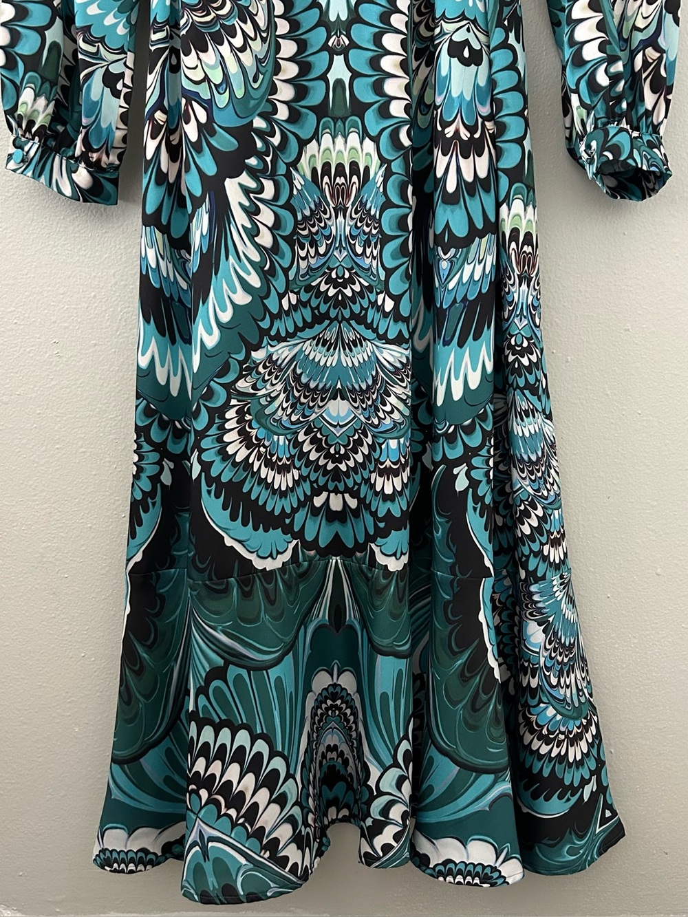 Marina Rinaldi Delfi Abstract-Print Twill Midi-Dress Women’s 18 NWT $945 MSRP - Picture 10 of 15
